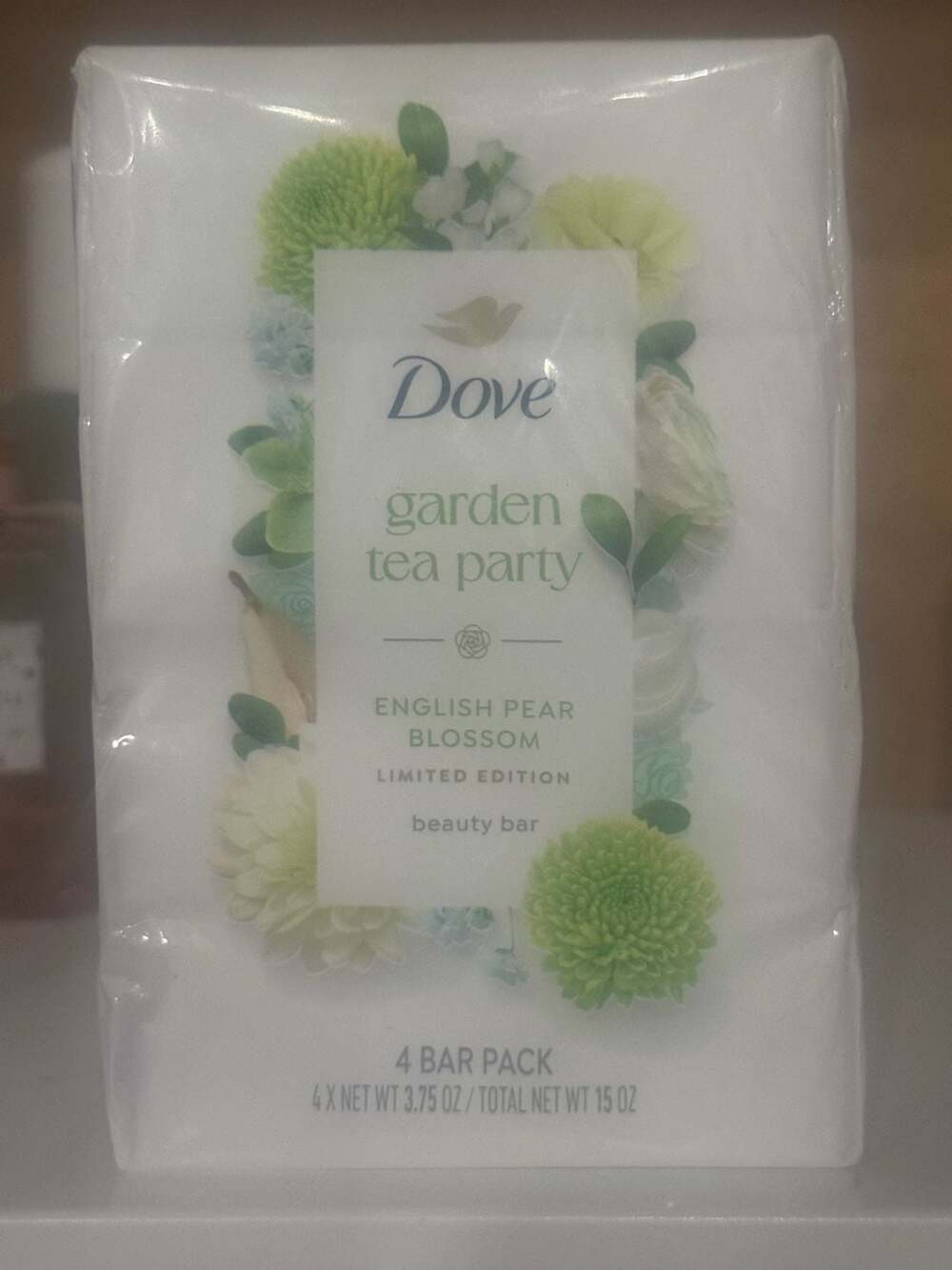 Dove Garden Tea Party English Pear Blossom Limited Edition Beauty Bar 4 Pack